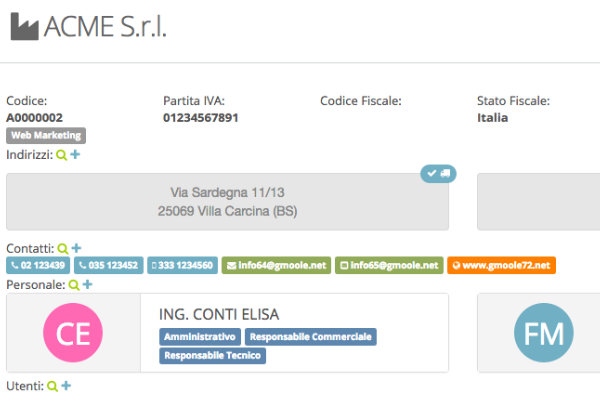 Gmoole Preventivi - Anagrafica e CRM